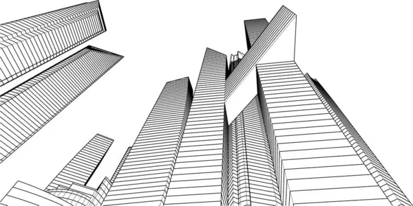Абстрактні Архітектурні Шпалери Хмарочос Будівельний Дизайн Цифровий Концепт Фон — стоковий вектор