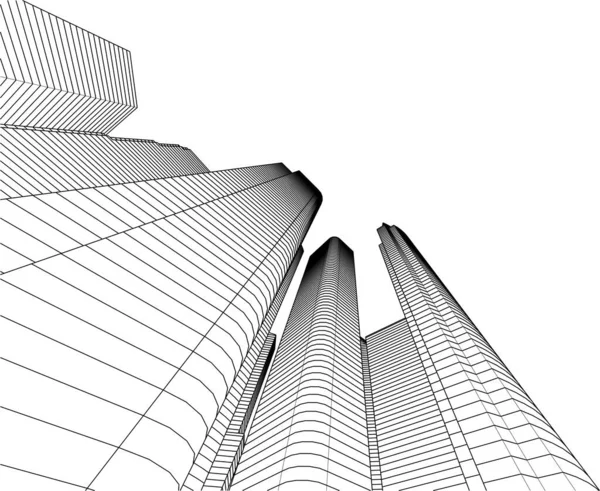 Αφηρημένη Αρχιτεκτονική Ταπετσαρία Ουρανοξύστης Σχεδιασμός Κτιρίου Ψηφιακή Έννοια Φόντο — Διανυσματικό Αρχείο