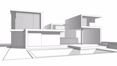 House building architectural drawing 3d animation