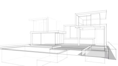 House building architectural drawing 3d animation