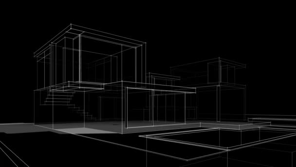 House Building Architectural Drawing Animation — Wideo stockowe