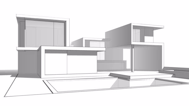 House Building Architectural Drawing Animation — Αρχείο Βίντεο