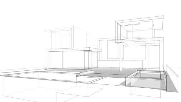 House Building Architectural Drawing Animation — Vídeo de stock