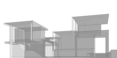 Binanın mimari 3d çizim çizim ev