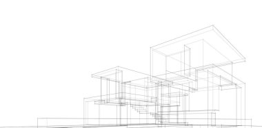 Binanın mimari 3d çizim çizim ev