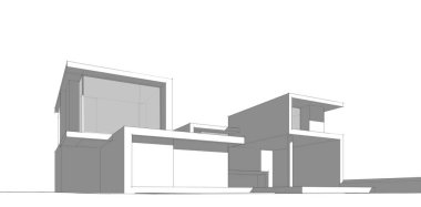 Binanın mimari 3d çizim çizim ev