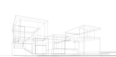 Binanın mimari 3d çizim çizim ev