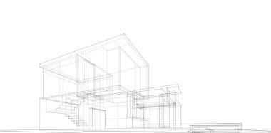 Binanın mimari 3d çizim çizim ev