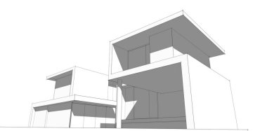 Binanın mimari 3d çizim çizim ev