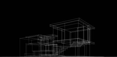 Binanın mimari 3d çizim çizim ev