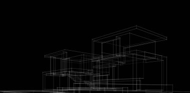 Binanın mimari 3d çizim çizim ev