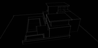 Binanın mimari 3d çizim çizim ev