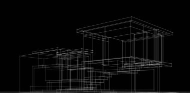 Binanın mimari 3d çizim çizim ev