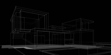 Binanın mimari 3d çizim çizim ev