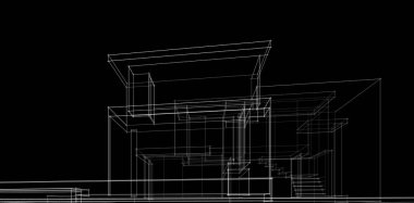 Binanın mimari 3d çizim çizim ev