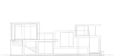 Binanın mimari 3d çizim çizim ev