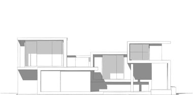 Binanın mimari 3d çizim çizim ev