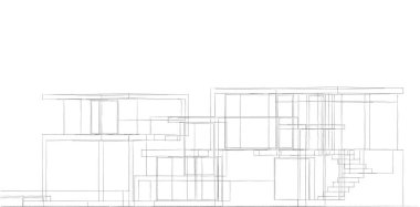 Binanın mimari 3d çizim çizim ev