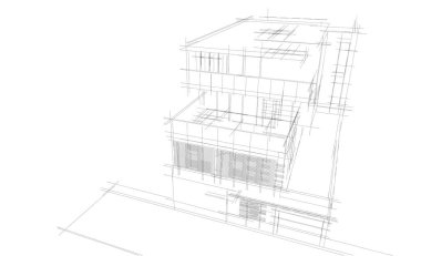 Binanın mimari 3d çizim çizim ev