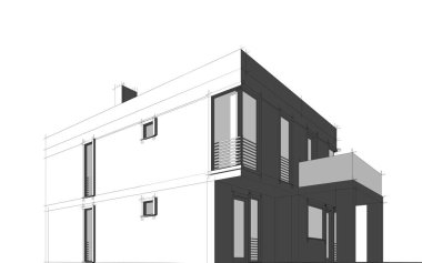 Binanın mimari 3d çizim çizim ev