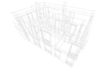 Binanın mimari 3d çizim çizim ev