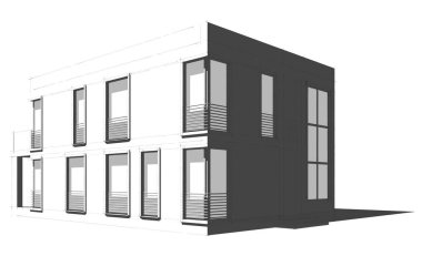 Binanın mimari 3d çizim çizim ev