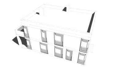 Binanın mimari 3d çizim çizim ev