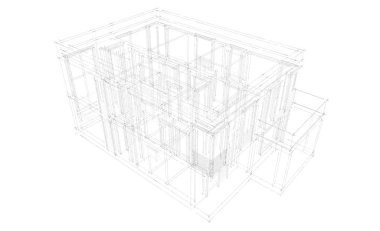 Binanın mimari 3d çizim çizim ev