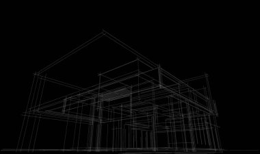 Binanın mimari 3d çizim çizim ev
