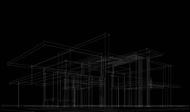 Binanın mimari 3d çizim çizim ev