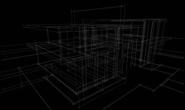 Binanın mimari 3d çizim çizim ev