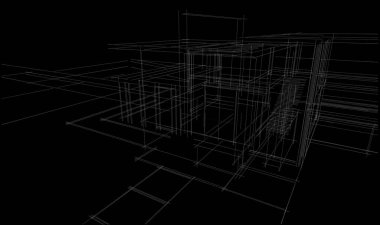 Binanın mimari 3d çizim çizim ev