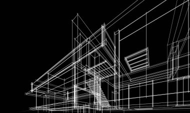 Binanın mimari 3d çizim çizim ev