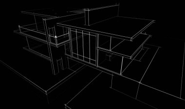 Binanın mimari 3d çizim çizim ev