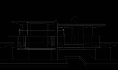 Binanın mimari 3d çizim çizim ev