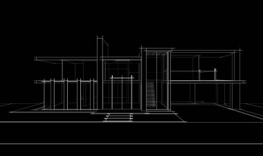 Binanın mimari 3d çizim çizim ev