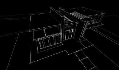Binanın mimari 3d çizim çizim ev