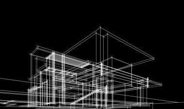 Binanın mimari 3d çizim çizim ev