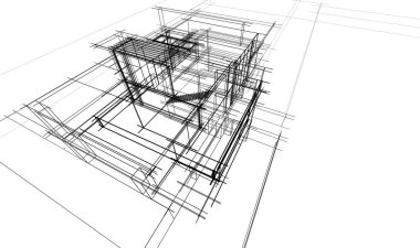 Binanın mimari 3d çizim çizim ev