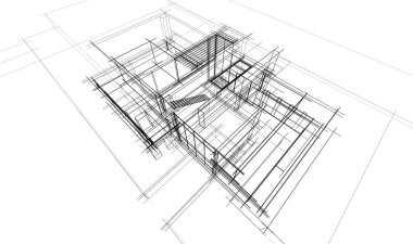 Binanın mimari 3d çizim çizim ev