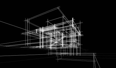 Binanın mimari 3d çizim çizim ev