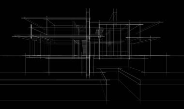 Binanın mimari 3d çizim çizim ev