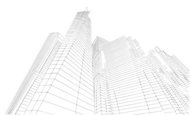 soyut mimari duvar kağıdı gökdelen tasarımı, dijital konsept arkaplan