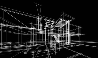 Binanın mimari 3d çizim çizim ev