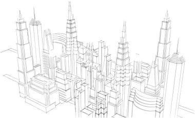 soyut mimari duvar kağıdı gökdelen tasarımı, dijital konsept arkaplan