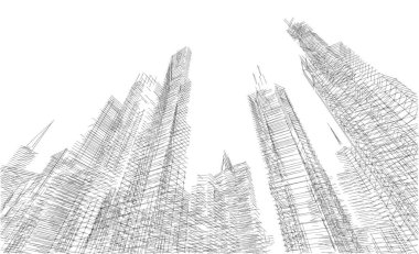 soyut mimari duvar kağıdı gökdelen tasarımı, dijital konsept arkaplan