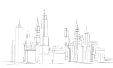 soyut mimari duvar kağıdı gökdelen tasarımı, dijital konsept arkaplan