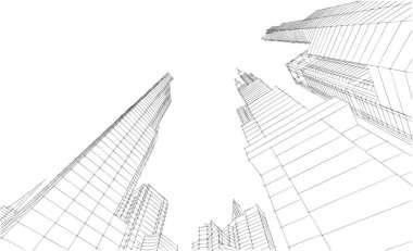 soyut mimari duvar kağıdı gökdelen tasarımı, dijital konsept arkaplan