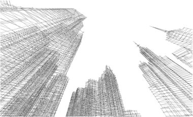 soyut mimari duvar kağıdı gökdelen tasarımı, dijital konsept arkaplan