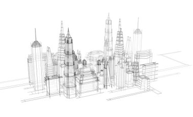 soyut mimari duvar kağıdı gökdelen tasarımı, dijital konsept arkaplan